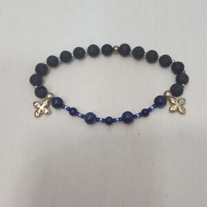 Handmade Lapis Lazuli and 24K Gold Beaded Bracelet